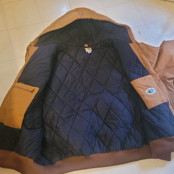 Carhartt Brown (J140BRN) Union Made Jacket with BLK Quilted liner US MEN SZ 5XL - Picture 13 of 14